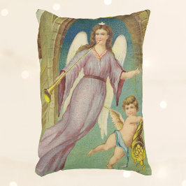 Almofada Decorativa Natal Antigo, Anjo Vitoriano com Querubim