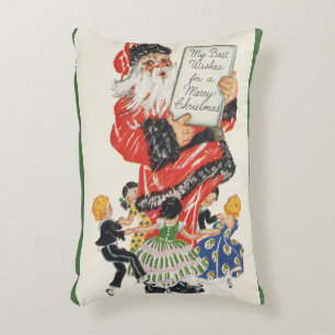 Almofada Decorativa Natal Antigo Papai Noel e Crianças Dançam