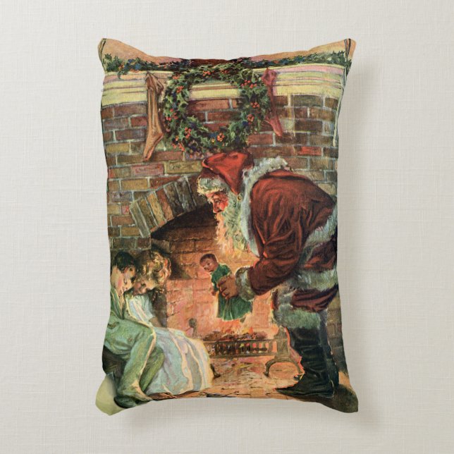 Almofada Decorativa Natal Antigo, Papai Noel Vitoriano Crianças (Frente(Vertical))