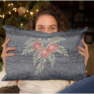 Almofada Decorativa Natal Elegante Azul e Neve Vermelha