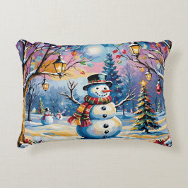 Almofada Decorativa Natal Snowman Pastel Night