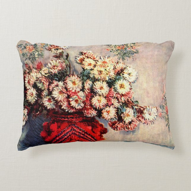 Almofada Decorativa Natureza-morta com Crisântemos de Claude Monet (Frente)