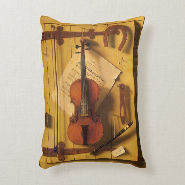 Almofada Decorativa Natureza-morta com violino e partitura de William  (Frente(Vertical))