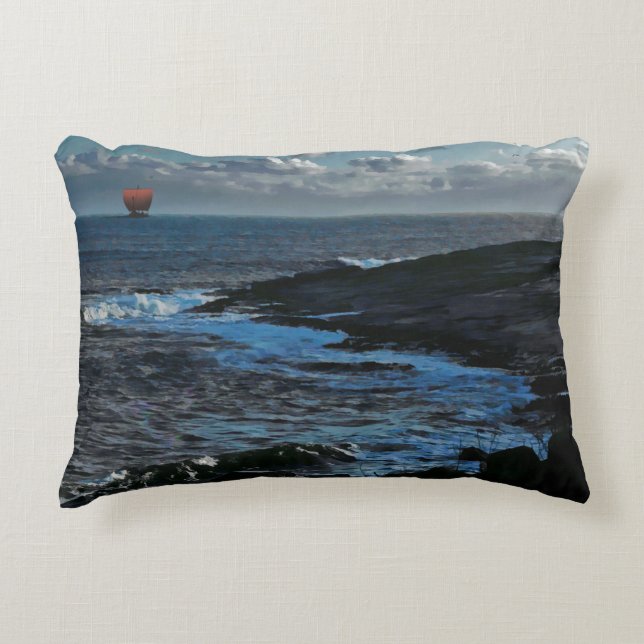 Almofada Decorativa Nau Viking de Wick Bay (Frente)