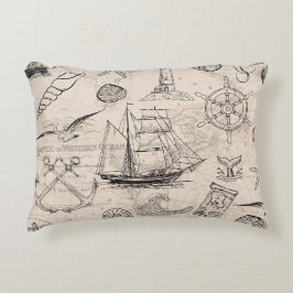Almofada Decorativa Nautical Map Sailing Ship