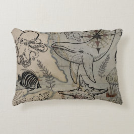 Almofada Decorativa Nautical Map Whale