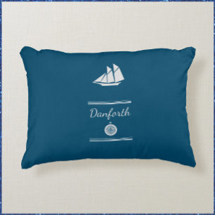 Almofada Decorativa Náutico, Blue e White Sailboat