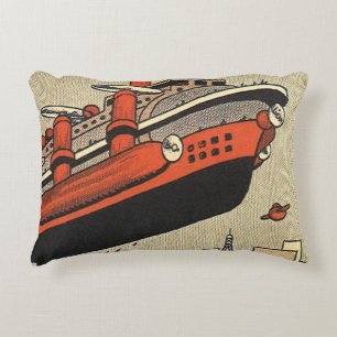 Almofada Decorativa Navio de Cruzeiro de Ficção Científica Vintage Hel