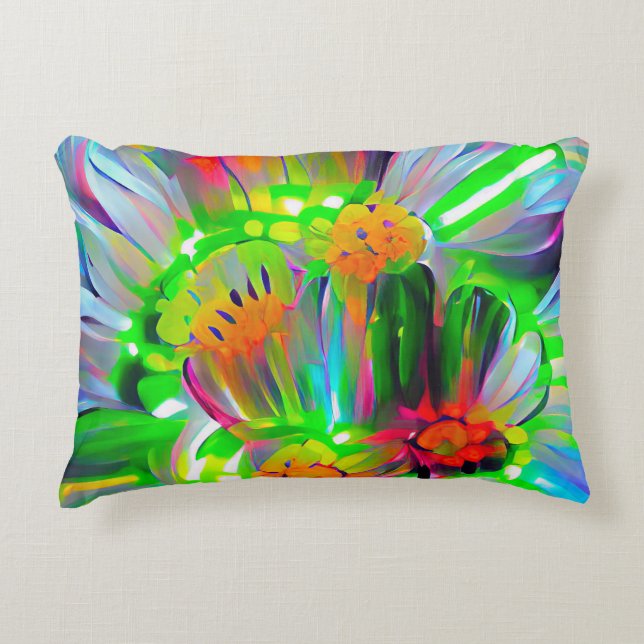 Almofada Decorativa Neon Abstrato Daisies com cores vívidas (Frente)