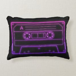 Almofada Decorativa Neon Cassette Tape Retro Aesthetic Throw Pillow