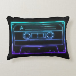 Almofada Decorativa Neon Cassette Tape Retro Aesthetic Throw Pillow