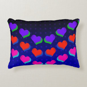 Almofada Decorativa Neon Dark Hearts Retro Cartoon Divertido Padrão