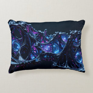 Almofada Decorativa Neon Nexus: Estrutura Tecno-Orgânica Intertecida