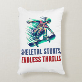 Almofada Decorativa Neon Skeleton Skateboarder Thrills and Chills