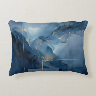 Almofada Decorativa Nevoeiro Geométrico Abstrato Azul Turquesa Enquadr