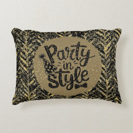 Almofada Decorativa New Year Celebrate,Party in Style,Black Gold  Art