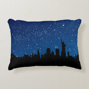 Almofada Decorativa New York, skyline na noite