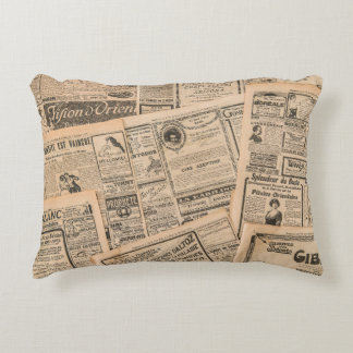 Almofada Decorativa Newspaper pages with antique advertising. Vintage 