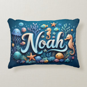 Almofada Decorativa Noah Name Ocean Theme Decoror Sea Life