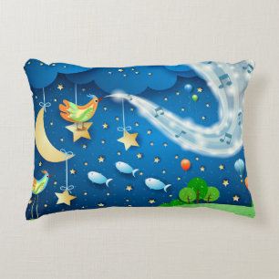 Almofada Decorativa Noite com música e pássaros