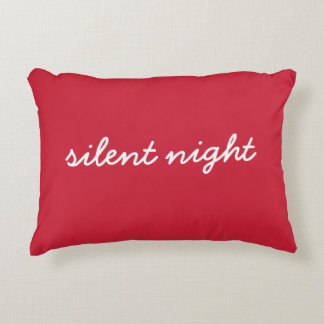 Almofada Decorativa Noite Silenciosa Citação de Natal Vermelho Moderno