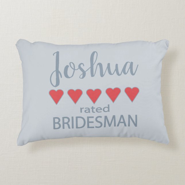 Almofada Decorativa Noiva & Corte de Honra 5 Corações Bridesman (Frente)