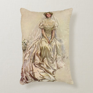 Almofada Decorativa Noiva Vitoriana Vintage, Retrato Nupcial Antigo