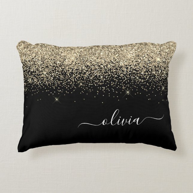 Almofada Decorativa Nome da Rapariga do Monograma do Script Glitter Pr (Frente)