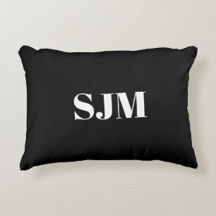 Almofada Decorativa Nome das iniciais do monograma personalizado preto