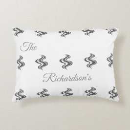 Almofada Decorativa Nome de Família Personalizado Simples Preto e Bran