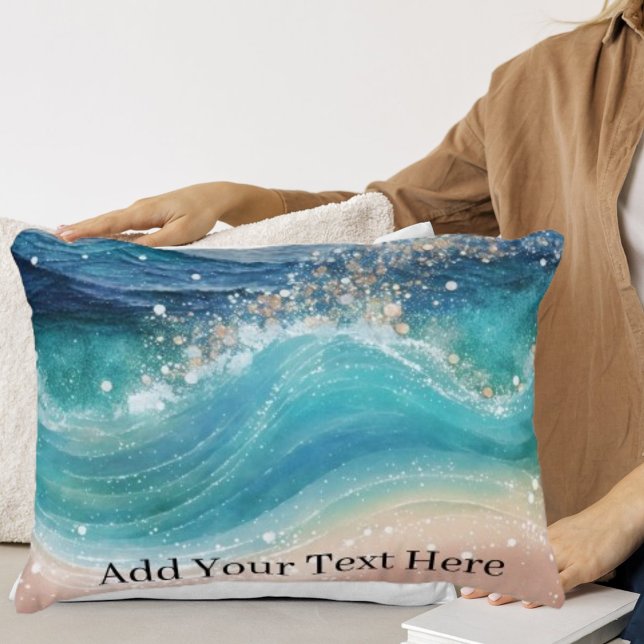 Almofada Decorativa Nome de Fotografia Personalizada Wave do Oceano Br (Criador carregado)