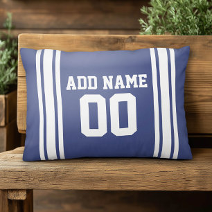 Almofada Decorativa Nome do Esporte Jersey Número de Texto em Azul Tra