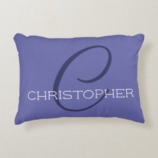 Almofada Decorativa Nome Elegante Monograma Inicial C Azul Pervinca