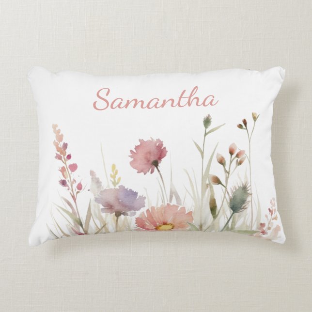 Almofada Decorativa Nome Floral Rosa bonito (Frente)