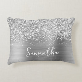 Almofada Decorativa Nome Glam de Prata Espelhado