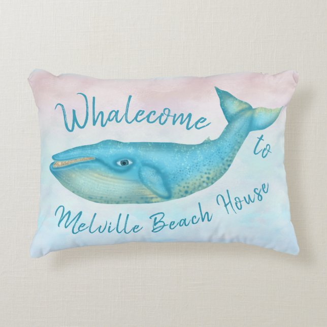 Almofada Decorativa Nome náutico de Whalecome | da baleia azul de casa (Frente)