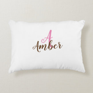 Almofada Decorativa Nome Personalizado Cor-de-Rosa Castanho Inicial