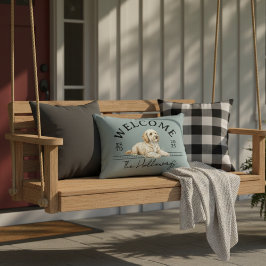 Almofada Decorativa Nome Personalizado da Família do ouro Doodle Bem-v