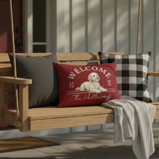 Almofada Decorativa Nome Personalizado da Família do ouro Doodle Bem-v