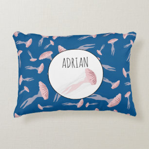 Almofada Decorativa Nome Personalizado do Padrão de Água-viva do Oce