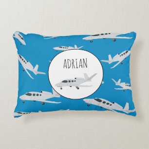 Almofada Decorativa Nome Personalizado do Padrão do Avião Jet