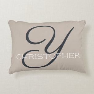 Almofada Decorativa Nome Personalizado Inicial Y Bege Neutro Chic