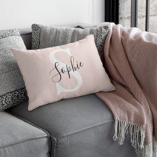 Almofada Decorativa Nome Personalizado Moderno Monograma Pastel Rosa