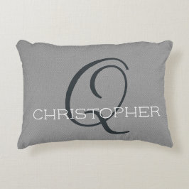 Almofada Decorativa Nome Personalizado Q Cinza Negra Negra Inicial