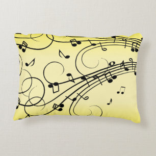 Almofada Decorativa Notas de Música do rico Amarelo