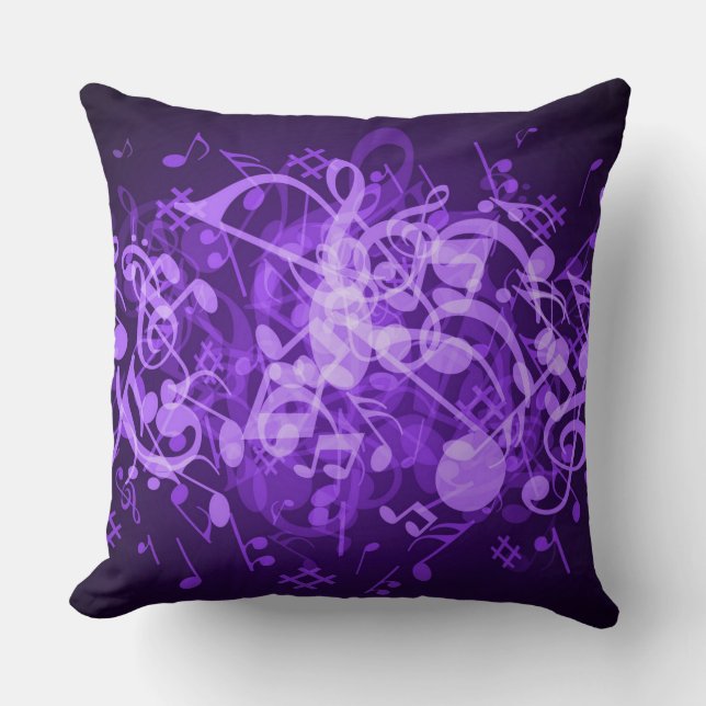 Almofada Decorativa Notas Musicais Brilho Roxo (Frente)