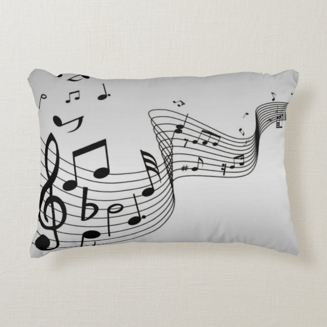 Almofada Decorativa Notas Musicais em Prata (Frente)