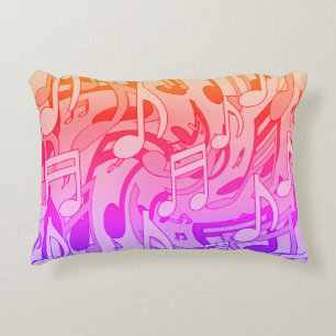 Almofada Decorativa Notas musicais vívidas das cores felizes bonitas