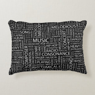 Almofada Decorativa Nuvem da palavra do teste padrão da MÚSICA