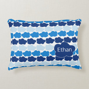 Almofada Decorativa Nuvens Azuis para Menino com Nome